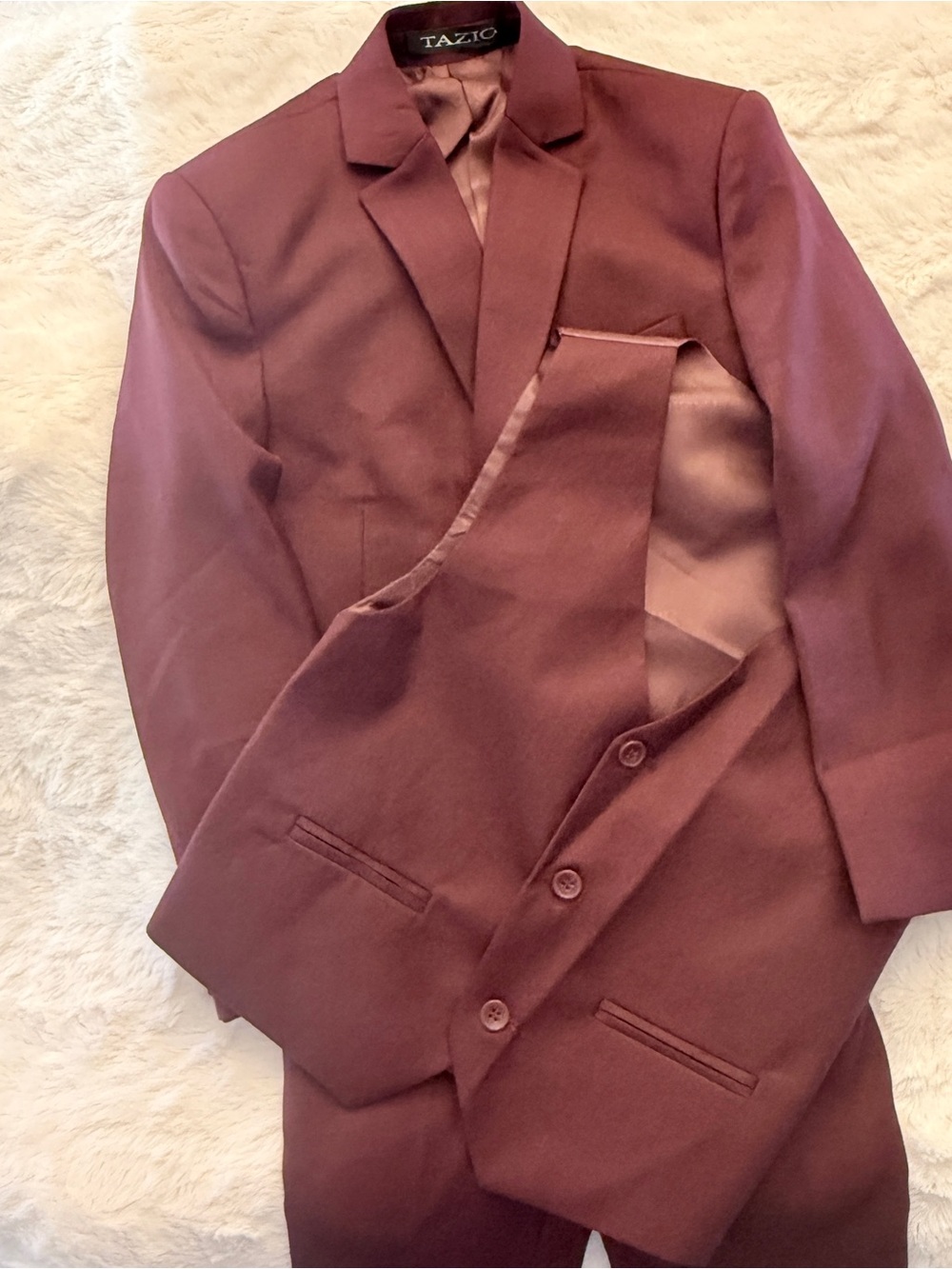 Tazio Boys 3 piece maroon suit Sz 6 EUC Jacket Vest Pants KWW - Picture 8 of 10